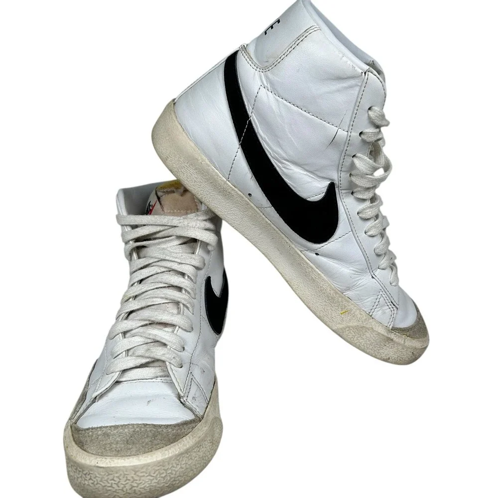 Nike Women's Blazer Mid '77‎ White Black Leather Shoes CZ1055-100 Size 8.5